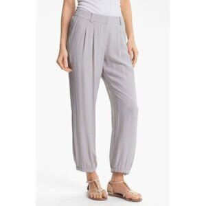 Eileen Fisher 100% Silk Light Grey Silver Tapered Leg Pants Women's Size M